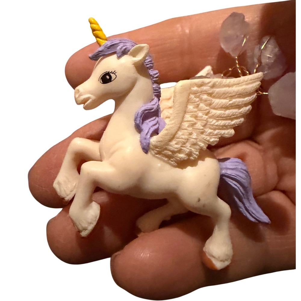 Horse Pegasus Unicorn Figurine Small Purple Cream Excellent Amethyst Crystal